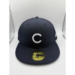 New Era 59Fifty Chicago Cubs Navy Blue/White Fitted Hat Size 7 3/8